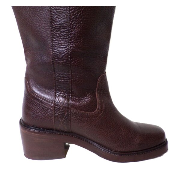 🆕 FRYE Kate Pull On Knee High Riding Boot Wide Calf 8 Dark Brown - Picture 14 of 16